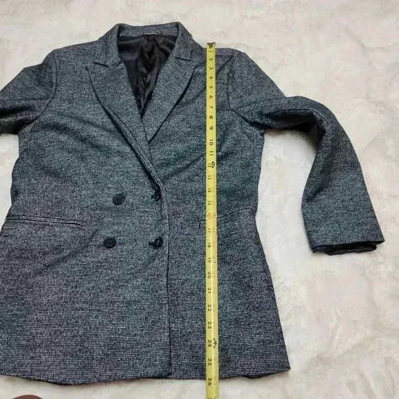J.Mclaughlin Warrington Jacket Blazer Black Grey Wool Blend Double Breasted Sz 8 - Picture 12 of 12